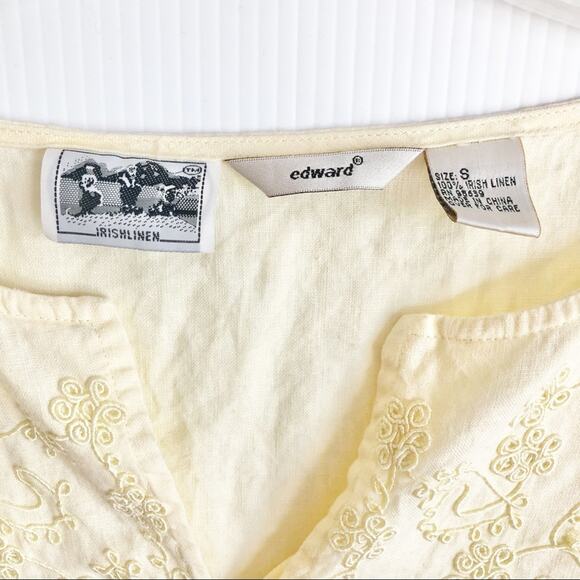 Edward Irish Linen Swirly Embroidered Blouse - Picture 11 of 11